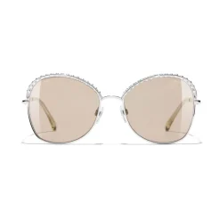 Chanel - Square Sunglasses - Silver Beige - Eyewear - Avvenice^ Sunglasses & Eyewear