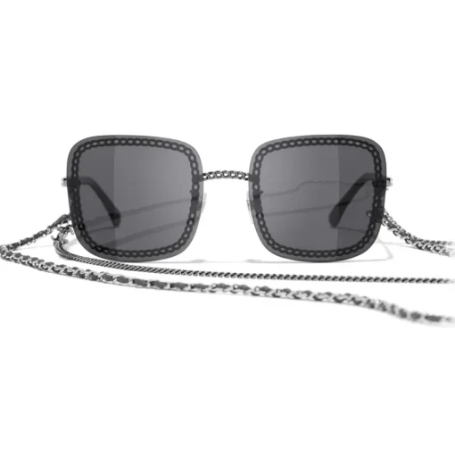 Chanel - Square Sunglasses - Silver Dark Gray - Eyewear - Avvenice^ Sunglasses & Eyewear