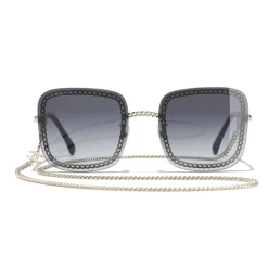 Chanel - Square Sunglasses - Gold Gray - Eyewear - Avvenice
