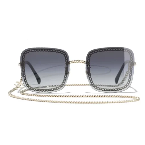 Chanel - Square Sunglasses - Gold Gray - Eyewear - Avvenice
