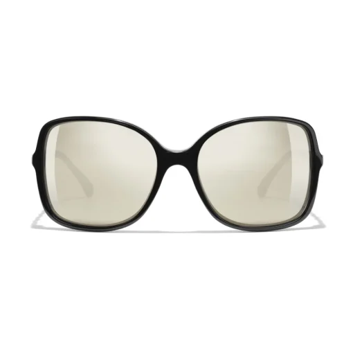 Chanel - Square Sunglasses - Black White Gold - Eyewear - Avvenice