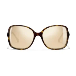 Chanel - Square Sunglasses - Dark Tortoise Gold - Eyewear - Avvenice