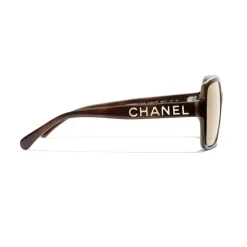 Chanel - Square Sunglasses - Brown Gold Mirror - Eyewear - Avvenice