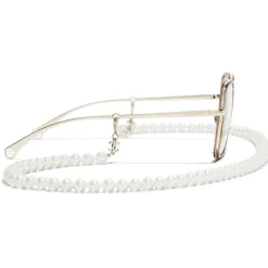 Chanel - Square Sunglasses - Gold Beige Transparent - Eyewear - Avvenice