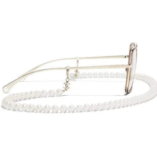 Chanel - Square Sunglasses - Gold Beige Transparent - Eyewear - Avvenice