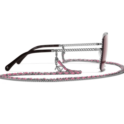 Chanel - Square Sunglasses - Dark Silver Pink - Eyewear - Avvenice^ Sunglasses & Eyewear
