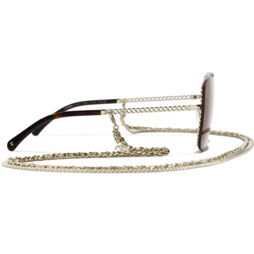 Chanel - Square Sunglasses - Gold Light Brown - Eyewear - Avvenice^ Sunglasses & Eyewear