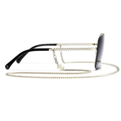 Chanel - Square Sunglasses - Gold Gray - Eyewear - Avvenice