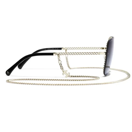 Chanel - Square Sunglasses - Gold Gray - Eyewear - Avvenice