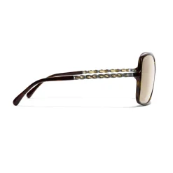 Chanel - Square Sunglasses - Dark Tortoise Gold - Eyewear - Avvenice