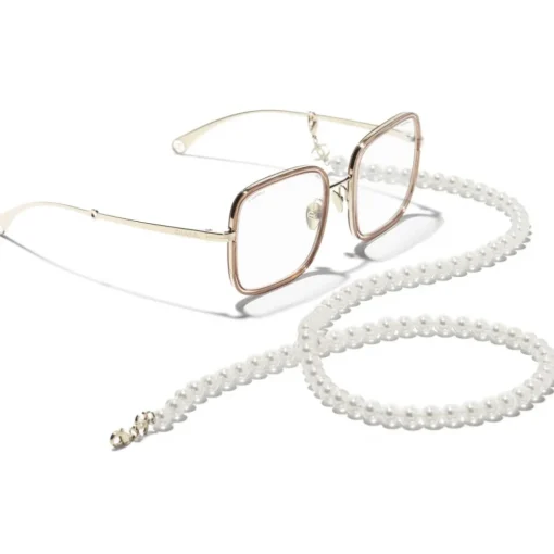 Chanel - Square Sunglasses - Gold Beige Transparent - Eyewear - Avvenice
