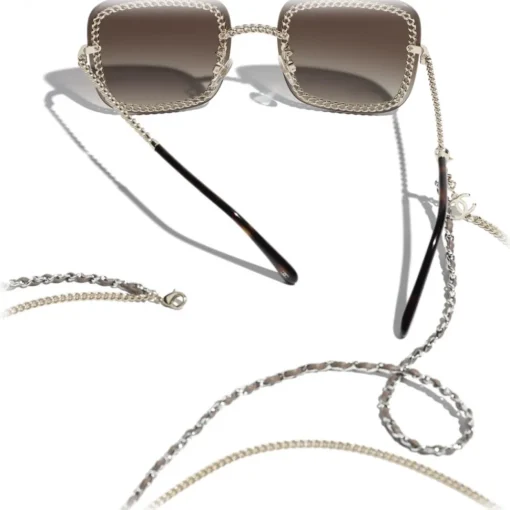 Chanel - Square Sunglasses - Gold Brown - Eyewear - Avvenice