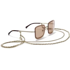 Chanel - Square Sunglasses - Gold Light Brown - Eyewear - Avvenice^ Sunglasses & Eyewear