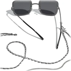 Chanel - Square Sunglasses - Silver Dark Gray - Eyewear - Avvenice^ Sunglasses & Eyewear