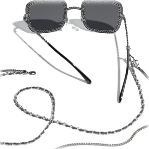Chanel - Square Sunglasses - Silver Dark Gray - Eyewear - Avvenice^ Sunglasses & Eyewear