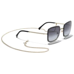 Chanel - Square Sunglasses - Gold Gray - Eyewear - Avvenice