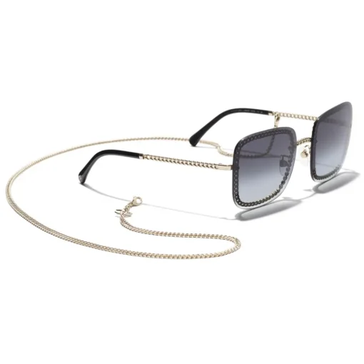 Chanel - Square Sunglasses - Gold Gray - Eyewear - Avvenice
