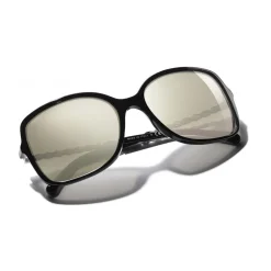 Chanel - Square Sunglasses - Black White Gold - Eyewear - Avvenice