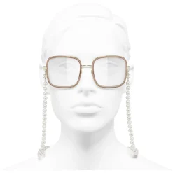 Chanel - Square Sunglasses - Gold Beige Transparent - Eyewear - Avvenice