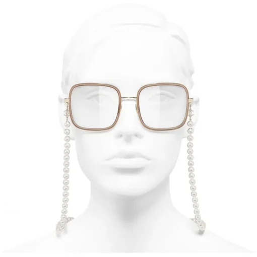 Chanel - Square Sunglasses - Gold Beige Transparent - Eyewear - Avvenice