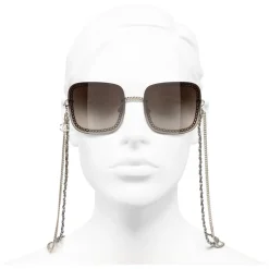 Chanel - Square Sunglasses - Gold Brown - Eyewear - Avvenice
