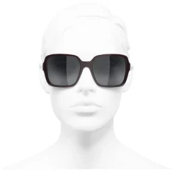 Chanel - Square Sunglasses - Dark Red Gray - Eyewear - Avvenice