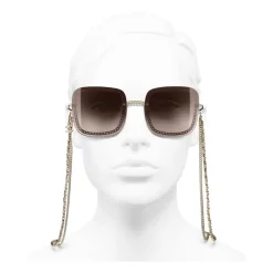 Chanel - Square Sunglasses - Gold Light Brown - Eyewear - Avvenice^ Sunglasses & Eyewear