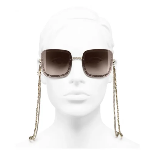 Chanel - Square Sunglasses - Gold Light Brown - Eyewear - Avvenice^ Sunglasses & Eyewear