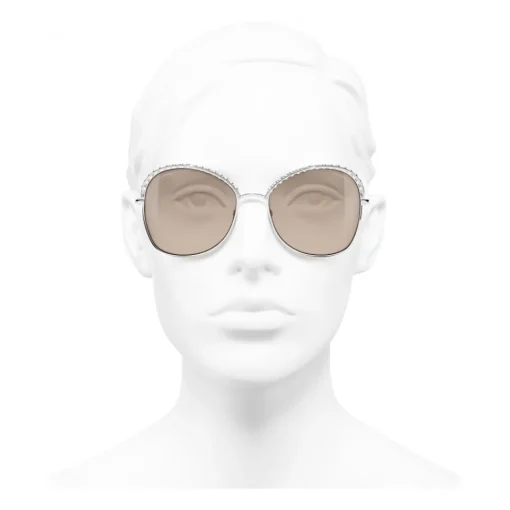 Chanel - Square Sunglasses - Silver Beige - Eyewear - Avvenice^ Sunglasses & Eyewear