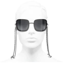 Chanel - Square Sunglasses - Silver Dark Gray - Eyewear - Avvenice^ Sunglasses & Eyewear