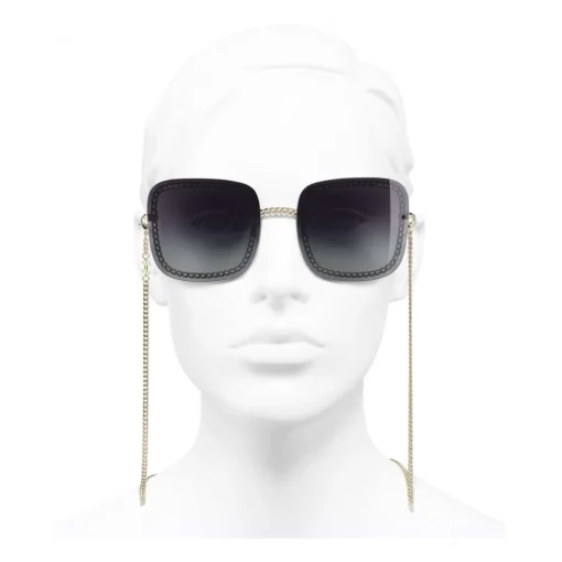 Chanel - Square Sunglasses - Gold Gray - Eyewear - Avvenice