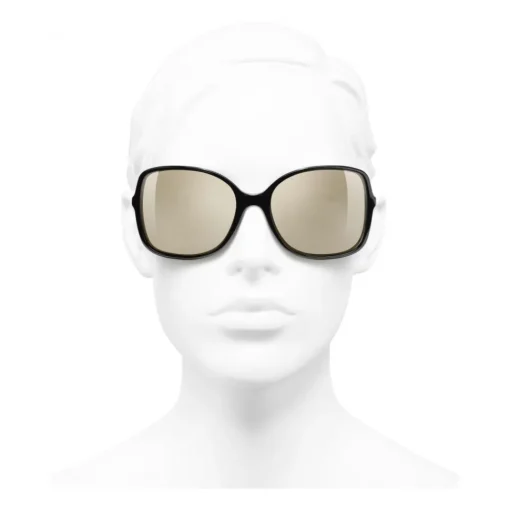 Chanel - Square Sunglasses - Black White Gold - Eyewear - Avvenice