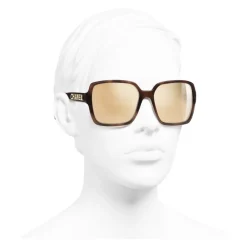 Chanel - Square Sunglasses - Brown Gold Mirror - Eyewear - Avvenice