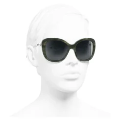 Chanel - Square Sunglasses - Green Tortoise Gray - Eyewear - Avvenice
