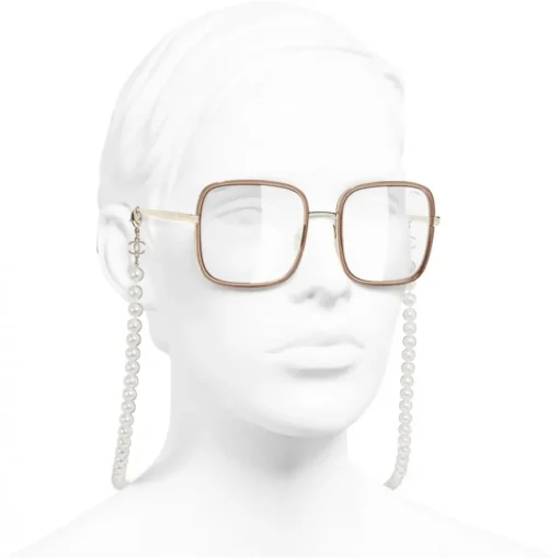 Chanel - Square Sunglasses - Gold Beige Transparent - Eyewear - Avvenice