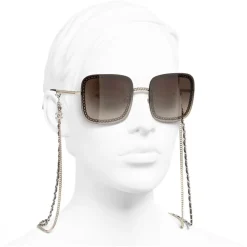 Chanel - Square Sunglasses - Gold Brown - Eyewear - Avvenice