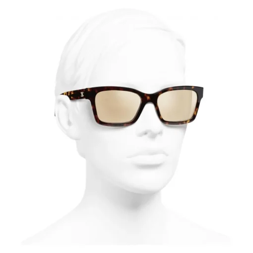 Chanel - Square Sunglasses - Dark Tortoise Gold Mirror - Eyewear - Avvenice^ Sunglasses & Eyewear
