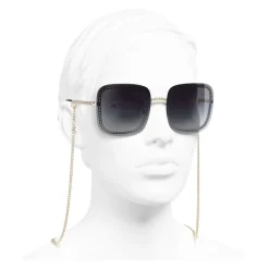 Chanel - Square Sunglasses - Gold Gray - Eyewear - Avvenice