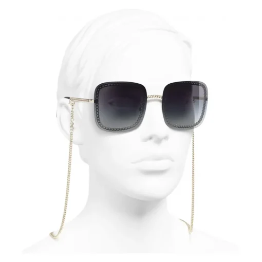 Chanel - Square Sunglasses - Gold Gray - Eyewear - Avvenice
