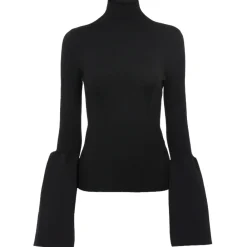 Chlo\u00e9 Chloé - Black Turtleneck Flare Sleeve Top - Chloé Exclusive Luxury Collection - Avvenice^ Tops