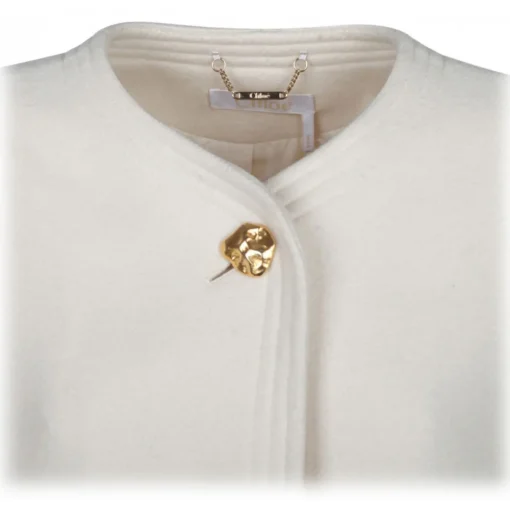 Chlo\u00e9 Chloé - Cream Short Coat - Chloé Exclusive Luxury Collection - Avvenice