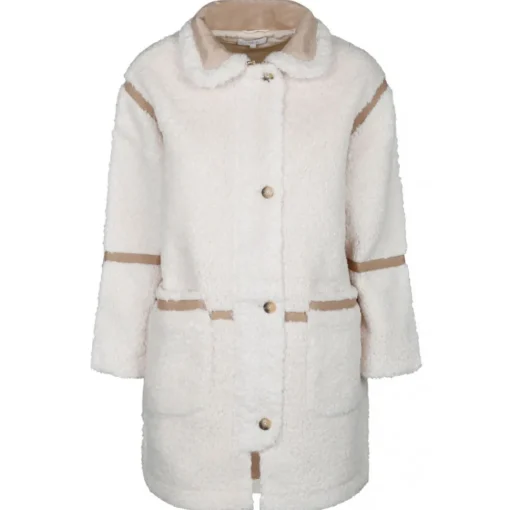 Chlo\u00e9 Chloé - Cream White and Beige Faux Shearling Coat - Chloé Exclusive Luxury Collection - Avvenice
