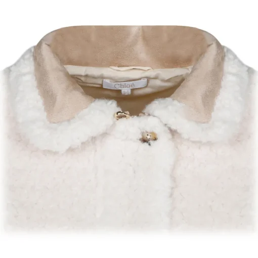 Chlo\u00e9 Chloé - Cream White and Beige Faux Shearling Coat - Chloé Exclusive Luxury Collection - Avvenice