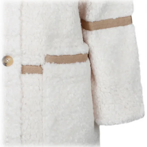 Chlo\u00e9 Chloé - Cream White and Beige Faux Shearling Coat - Chloé Exclusive Luxury Collection - Avvenice