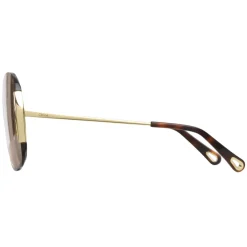 Chlo\u00e9 Eyewear Chloé - Curtis Squared Metal Sunglasses - Gold Brown - Chloé Eyewear - Avvenice