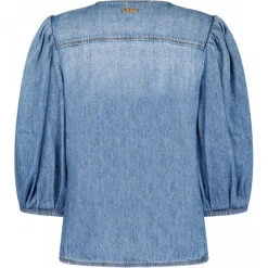 Chlo\u00e9 Chloé - Denim Collarless Blouse - Chloé Exclusive Luxury Collection - Avvenice
