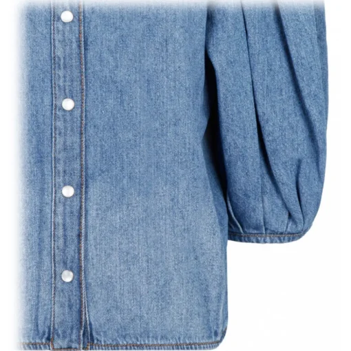 Chlo\u00e9 Chloé - Denim Collarless Blouse - Chloé Exclusive Luxury Collection - Avvenice