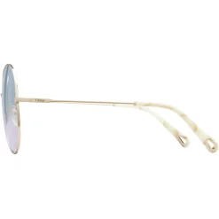 Chlo\u00e9 Eyewear Chloé - Eliz Round Metal Sunglasses - Gold Azure Lilac - Chloé Eyewear - Avvenice