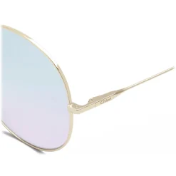 Chlo\u00e9 Eyewear Chloé - Eliz Round Metal Sunglasses - Gold Azure Lilac - Chloé Eyewear - Avvenice