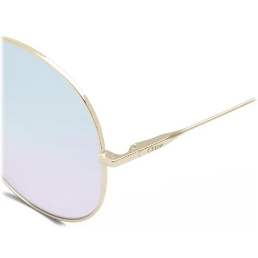 Chlo\u00e9 Eyewear Chloé - Eliz Round Metal Sunglasses - Gold Azure Lilac - Chloé Eyewear - Avvenice